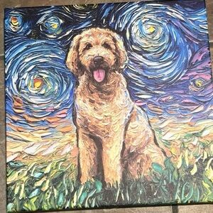 Goldendoodle Night - Canvas Print Aja Trier -Museum Giclee